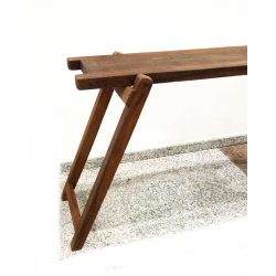 Konsola z drewna egzotycznego 160x40cm Brązowa składana